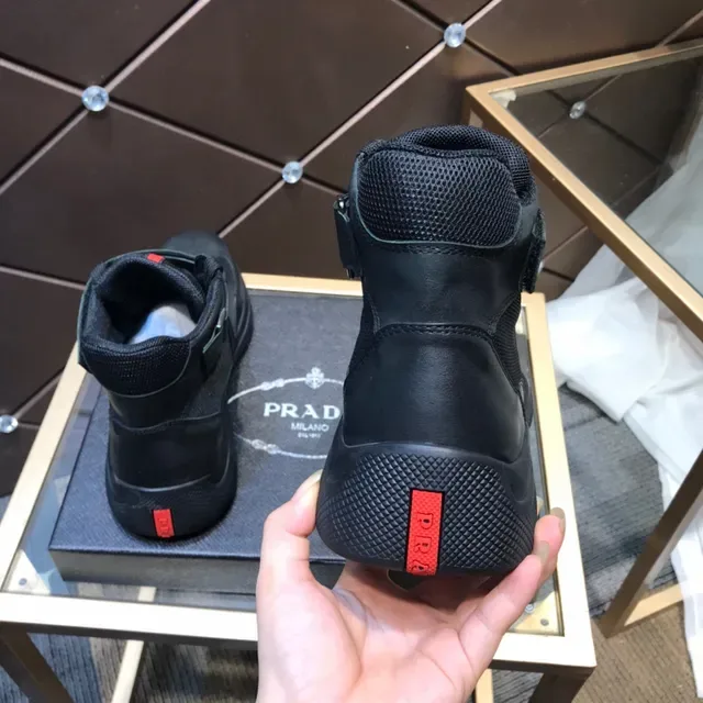 Prada Cloudbust Black Mesh and Leather High-Top Lifestyle Sneaker 5