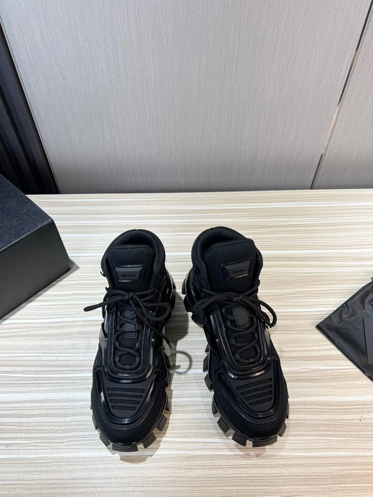 Prada Cloudbust Black Mesh and TPU High-Top Chunky Sneaker 2
