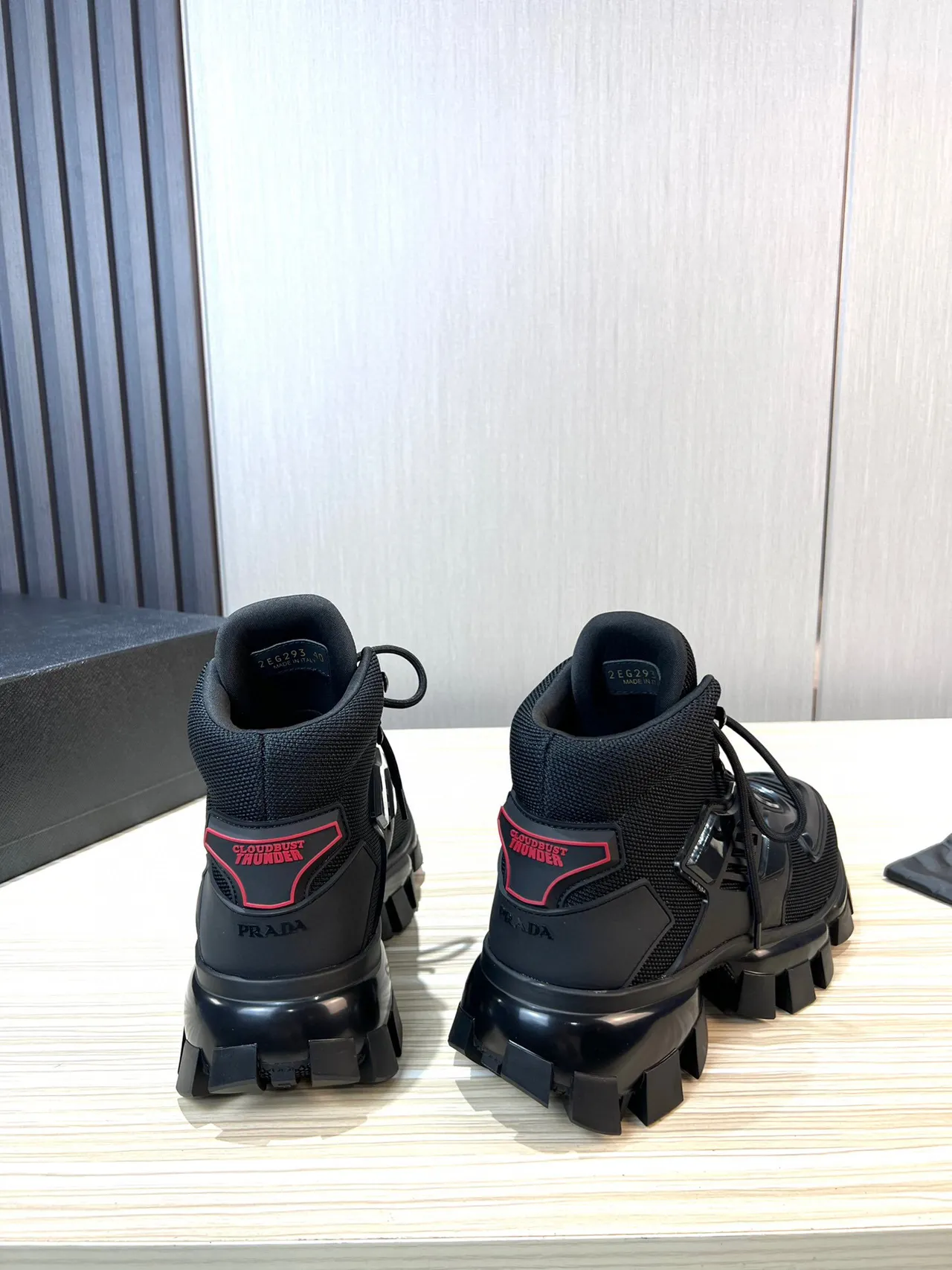 Prada Cloudbust Black Mesh and TPU High-Top Chunky Sneaker 7