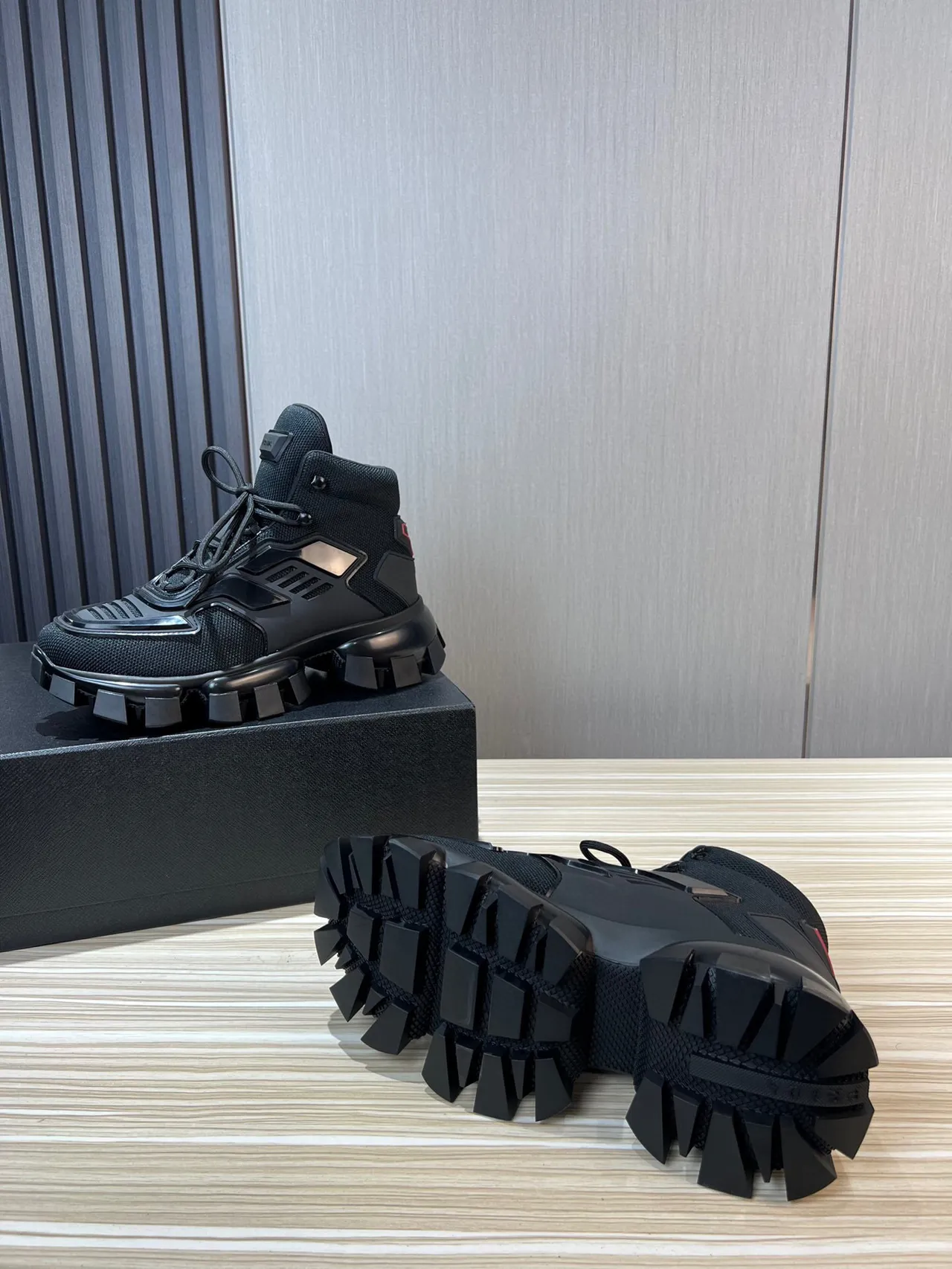 Prada Cloudbust Black Mesh and TPU High-Top Chunky Sneaker 8