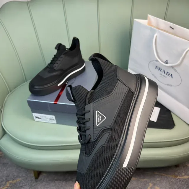 Prada Cloudbust Black Mesh Knit Lifestyle Sneakers 3