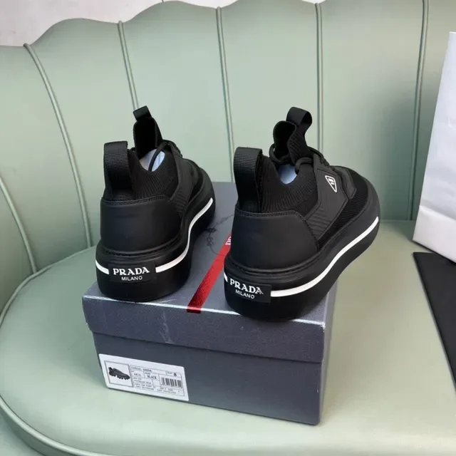 Prada Cloudbust Black Mesh Knit Lifestyle Sneakers 6