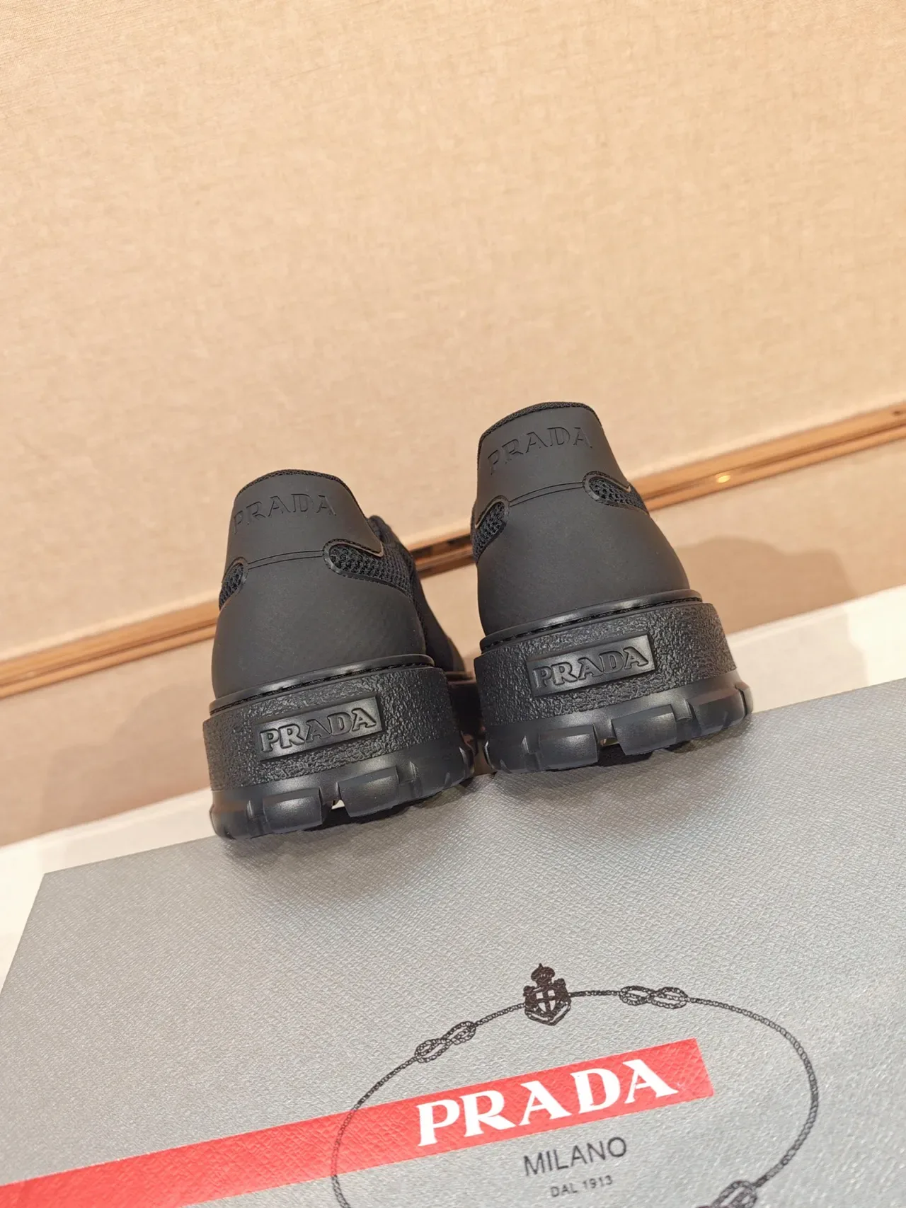 Prada Cloudbust Black Mesh Upper Embossed Triangle Logo Chunky Sneakers 4
