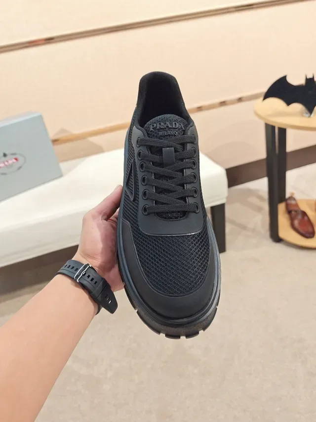 Prada Cloudbust Black Mesh Upper Embossed Triangle Logo Chunky Sneakers 6