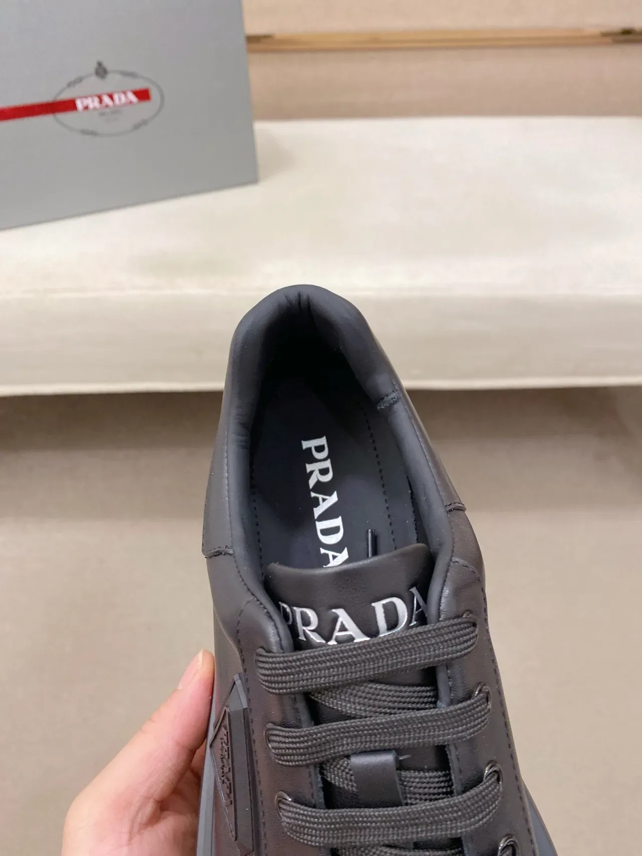 Prada Cloudbust Black Platform Sole Smooth Leather Upper Lifestyle Sneakers 4
