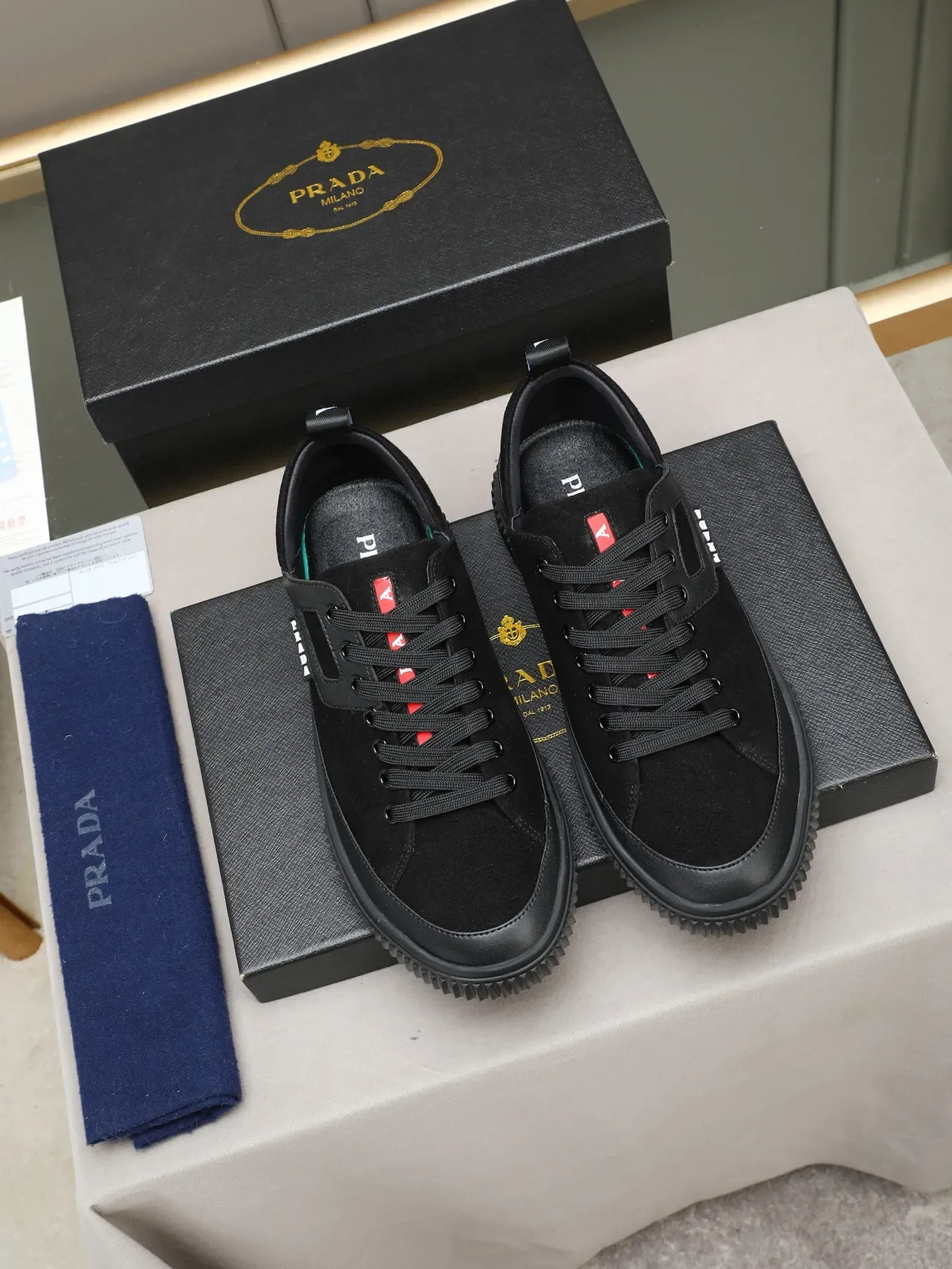 Prada Cloudbust Black Suede and Leather Lifestyle Sneakers 3