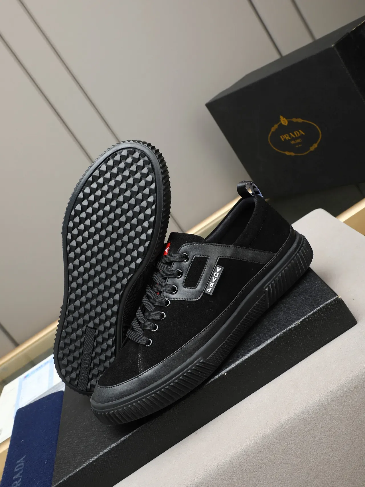 Prada Cloudbust Black Suede and Leather Lifestyle Sneakers 5