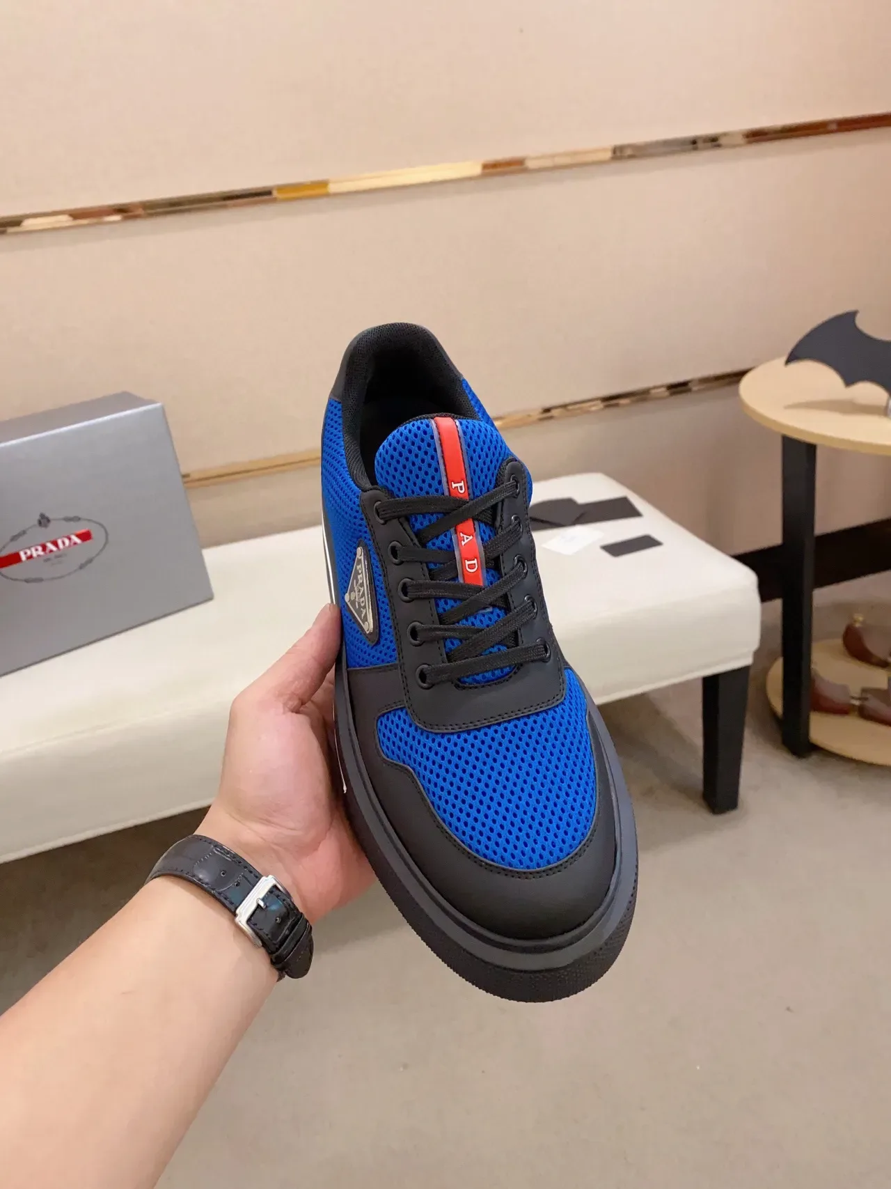 Prada Cloudbust Blue and Black Mesh Platform Lifestyle Sneakers 3