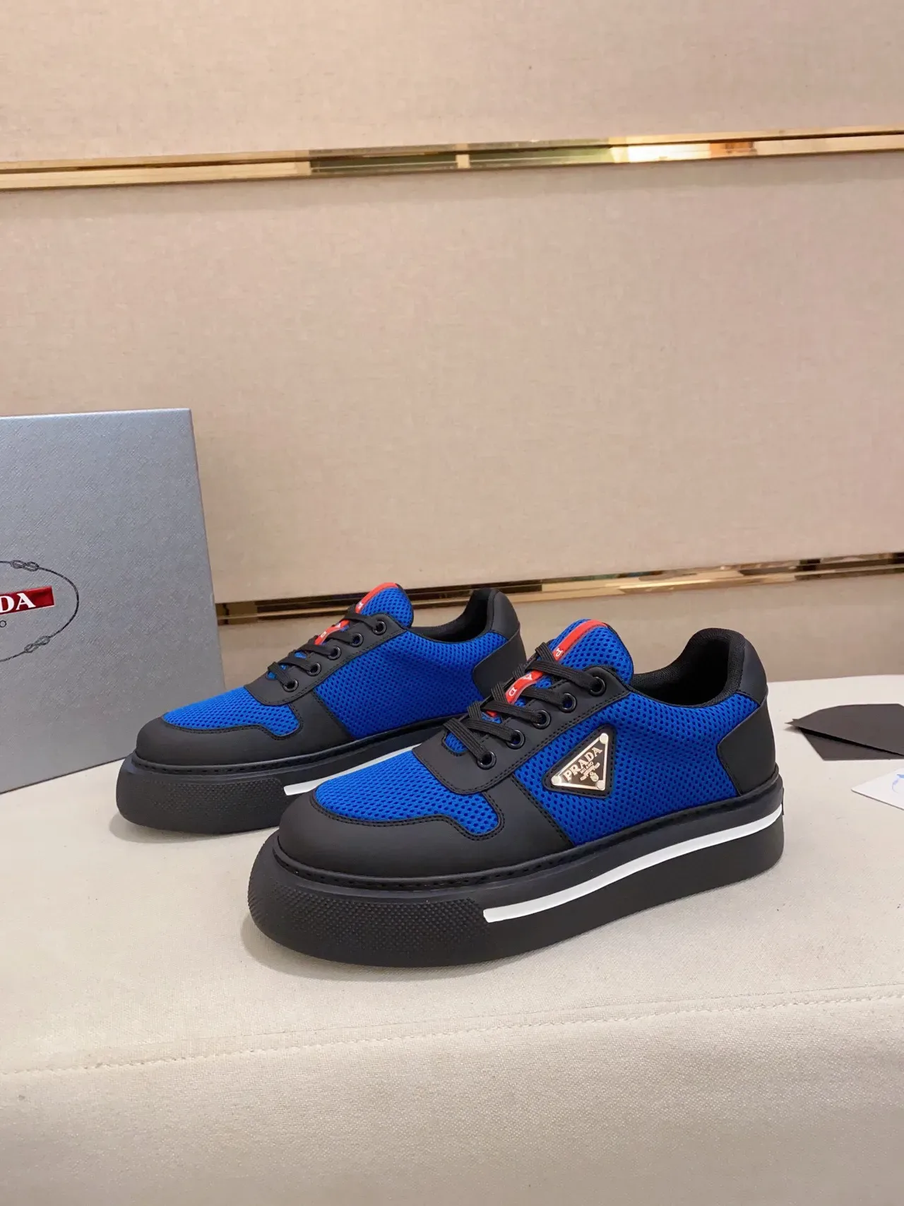 Prada Cloudbust Blue and Black Mesh Platform Lifestyle Sneakers 6