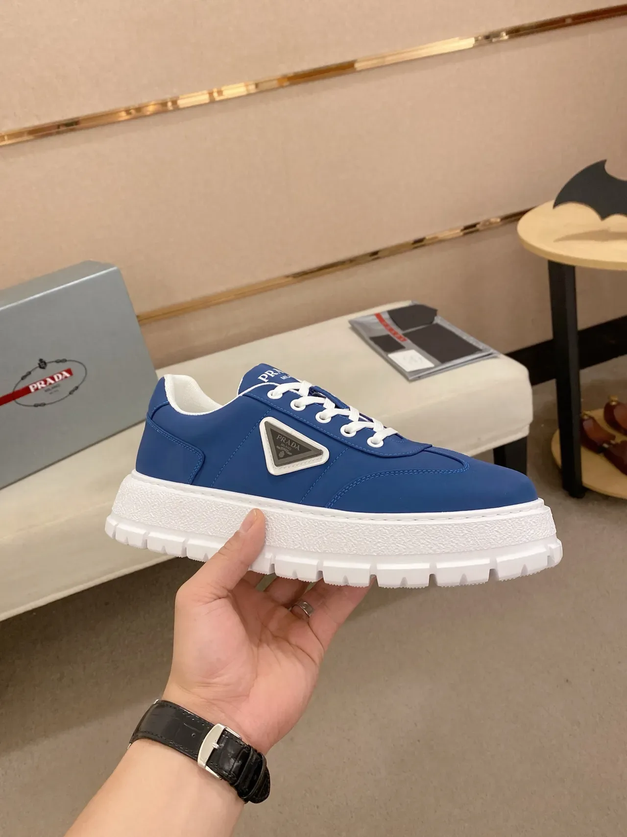 Prada Cloudbust Blue and White Lifestyle Sneakers 4
