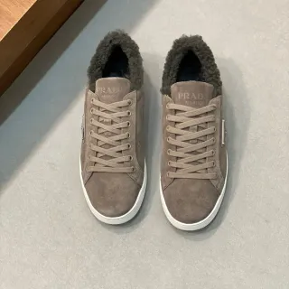Prada Cloudbust Marrón Blanco Ante Superior Shearling-Lined Collar Lifestyle Sneakers
