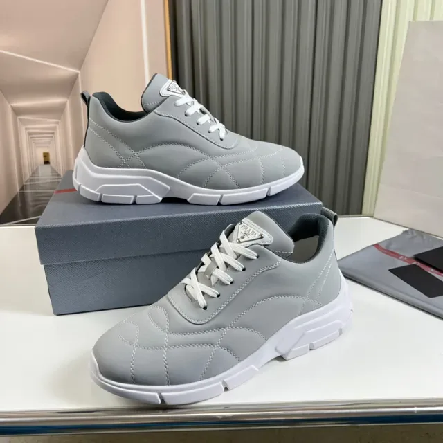 Prada Cloudbust Light Gray Quilted Chunky Sneakers 8