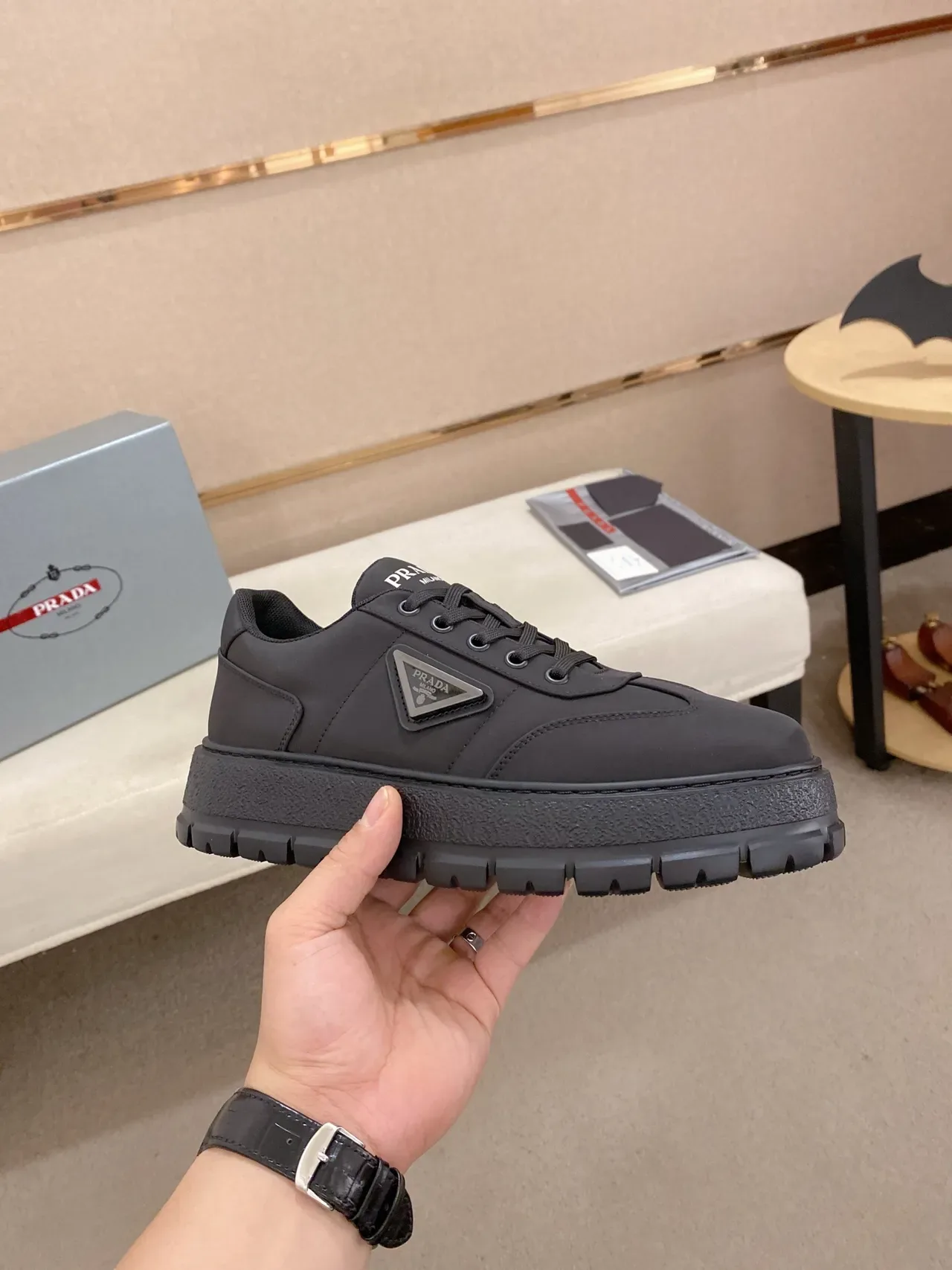 Prada Cloudbust Monochrome Black Chunky Sneakers 5
