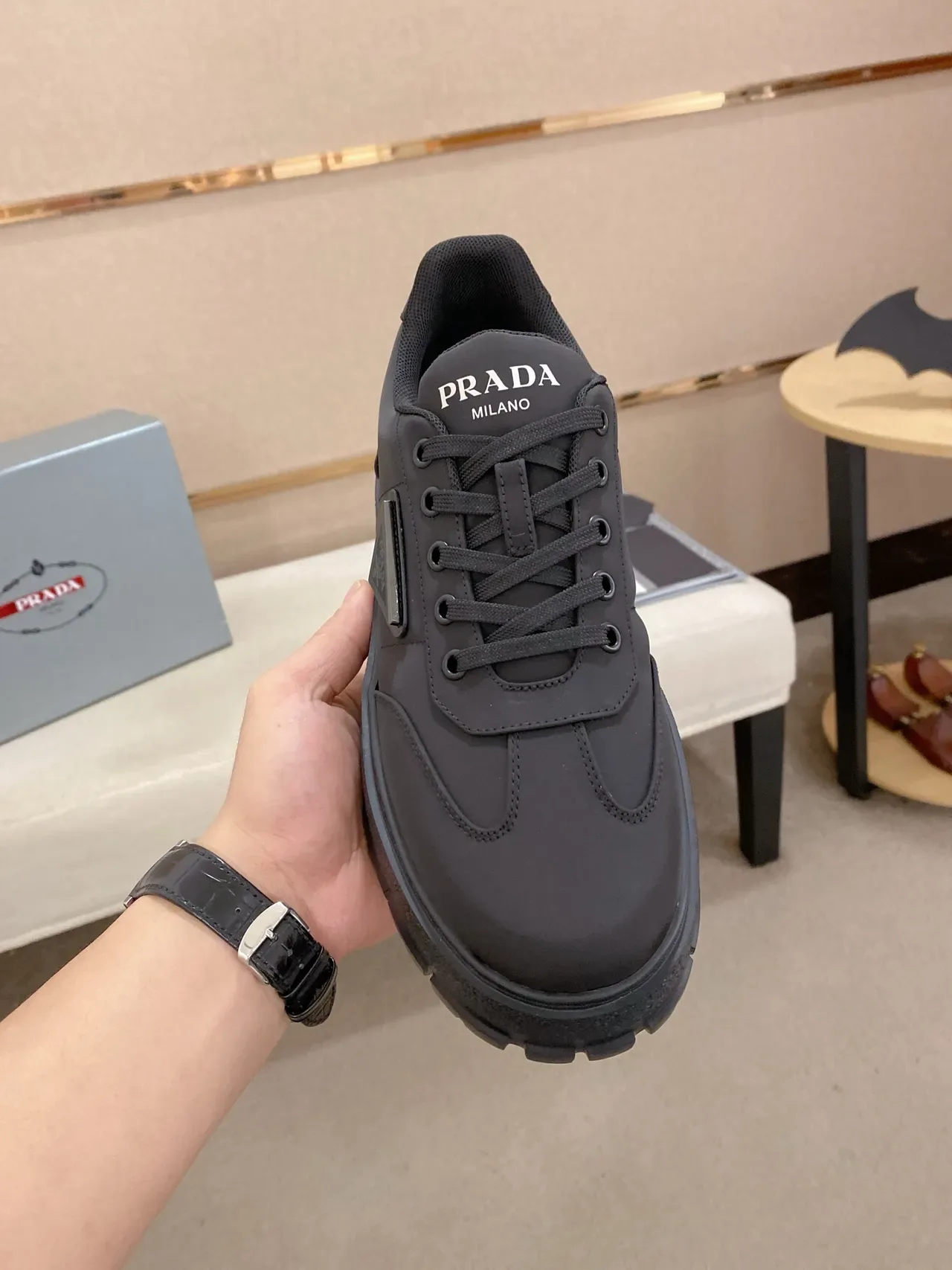 Prada Cloudbust Monochrome Black Chunky Sneakers 6