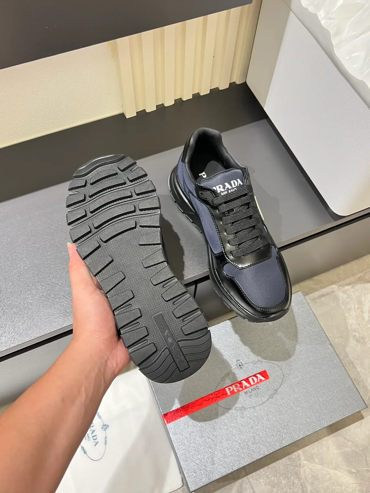 Prada Cloudbust Navy and Black Two-Tone Lifestyle Sneakers 3