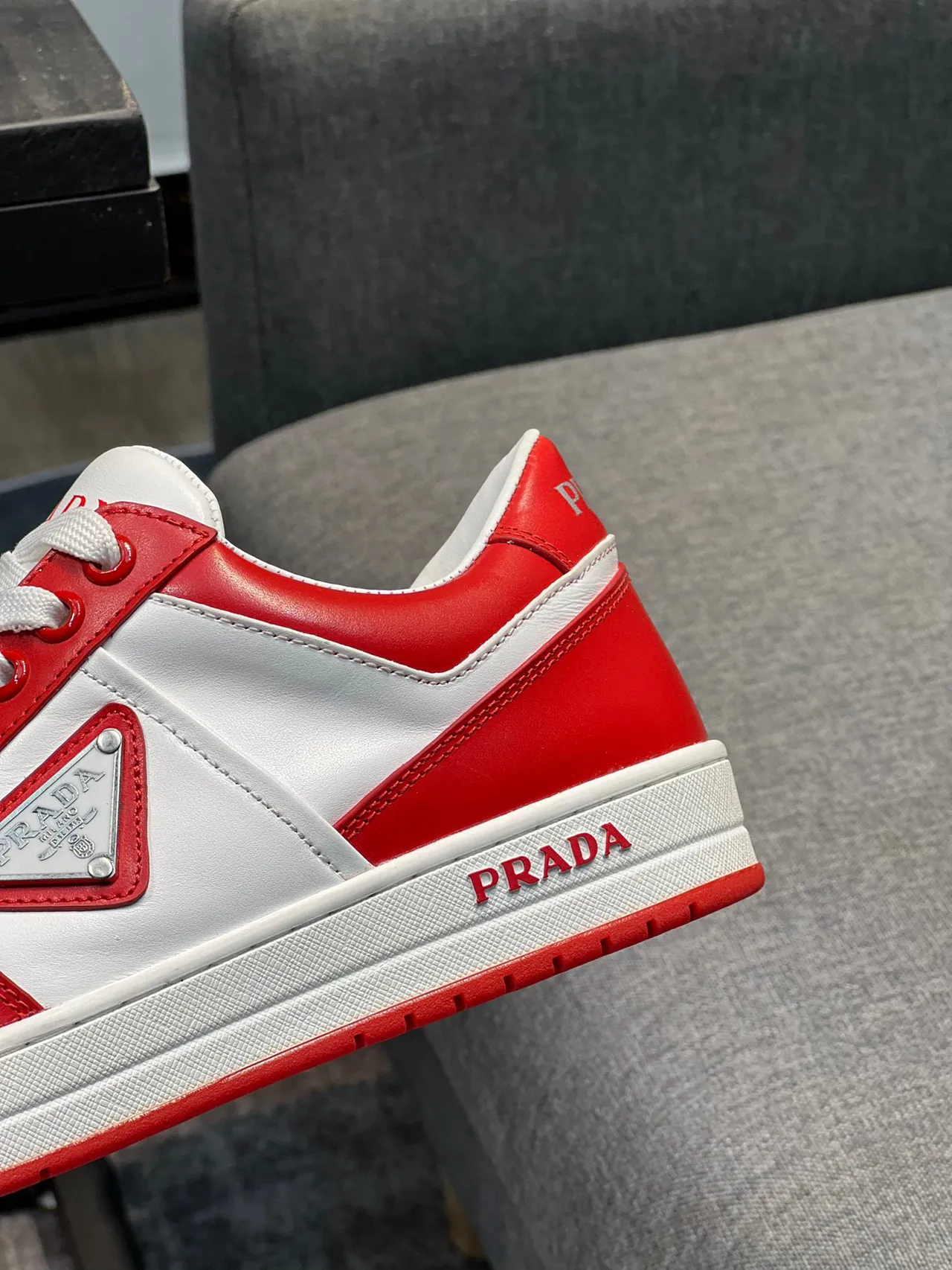 Prada Cloudbust Red and White Paneled Leather Lifestyle Sneakers 8