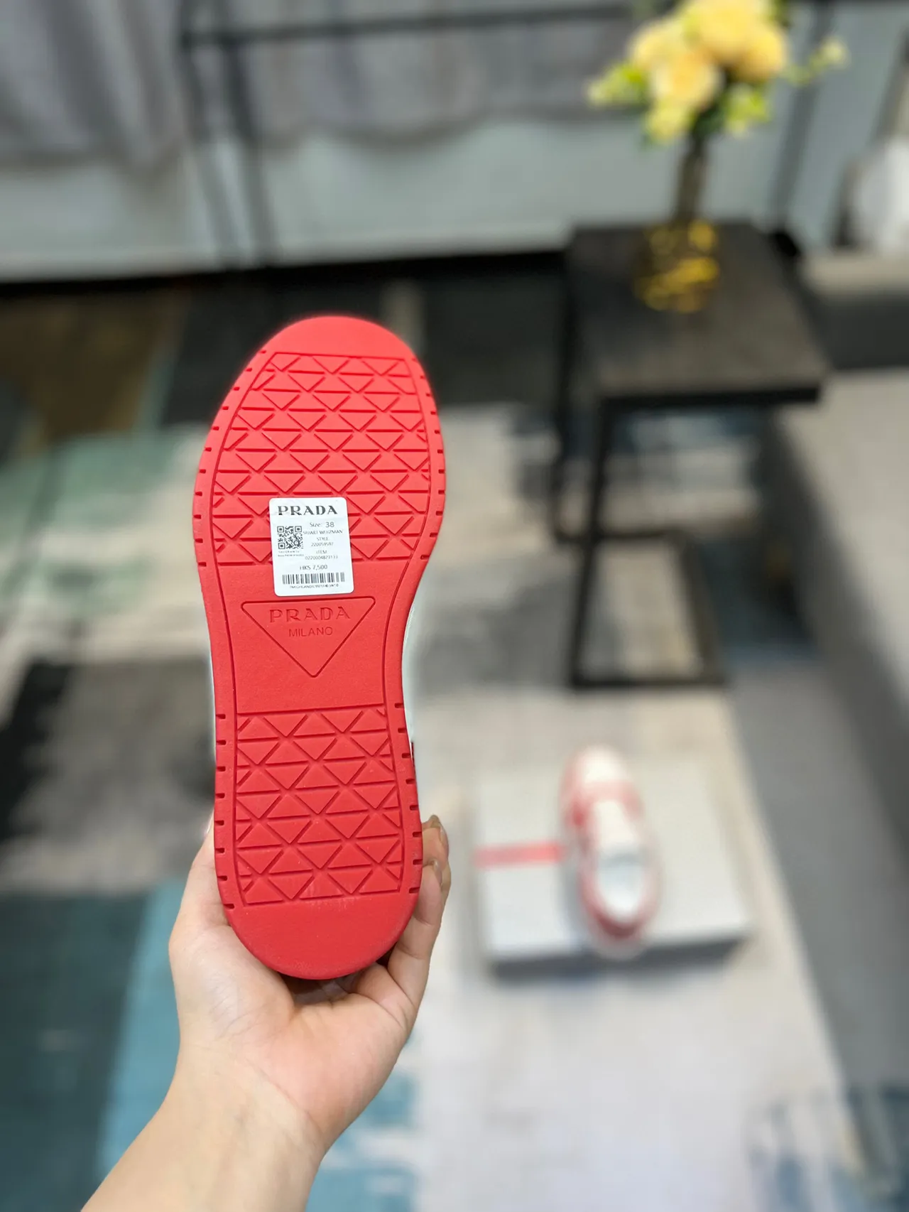 Prada Cloudbust Red and White Paneled Leather Lifestyle Sneakers 9