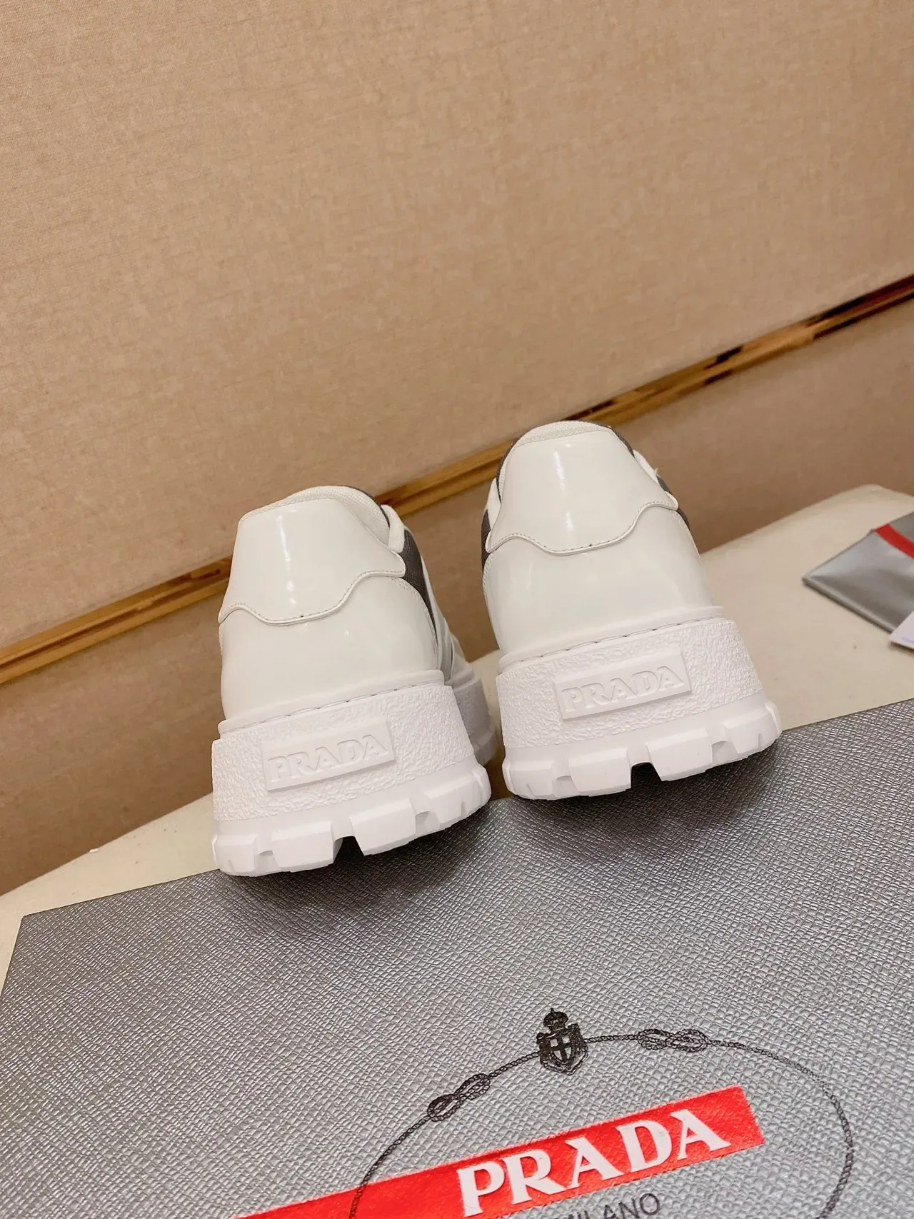 Prada Cloudbust White and Gray Platform Chunky Sneakers 3