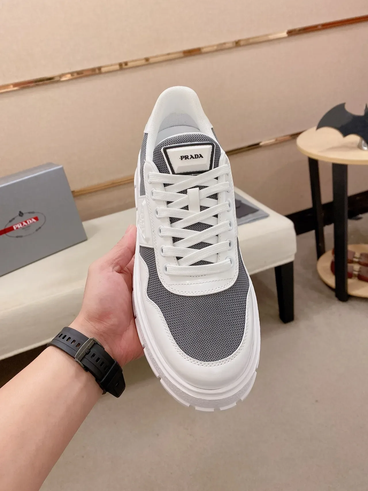 Prada Cloudbust White and Gray Platform Chunky Sneakers 5