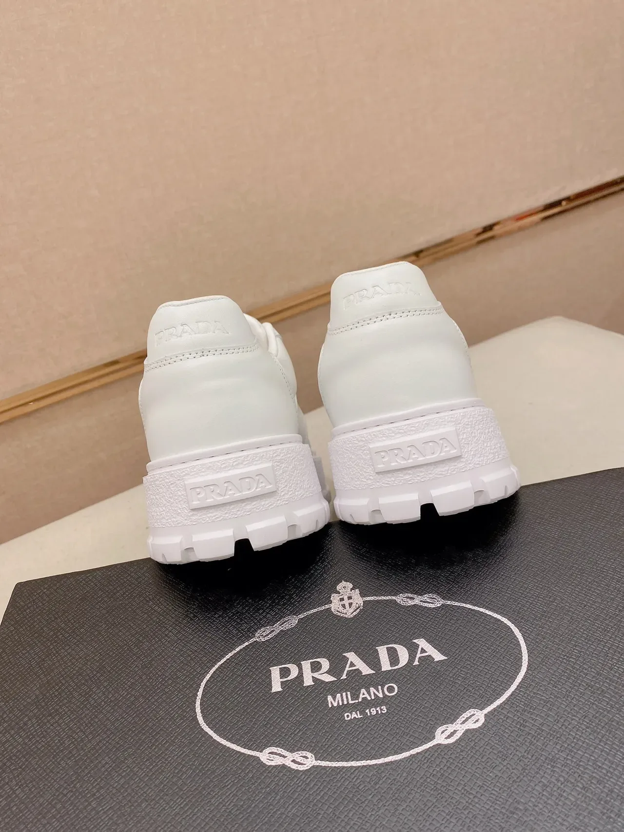 Prada Cloudbust White Leather Platform Lifestyle Sneakers 3