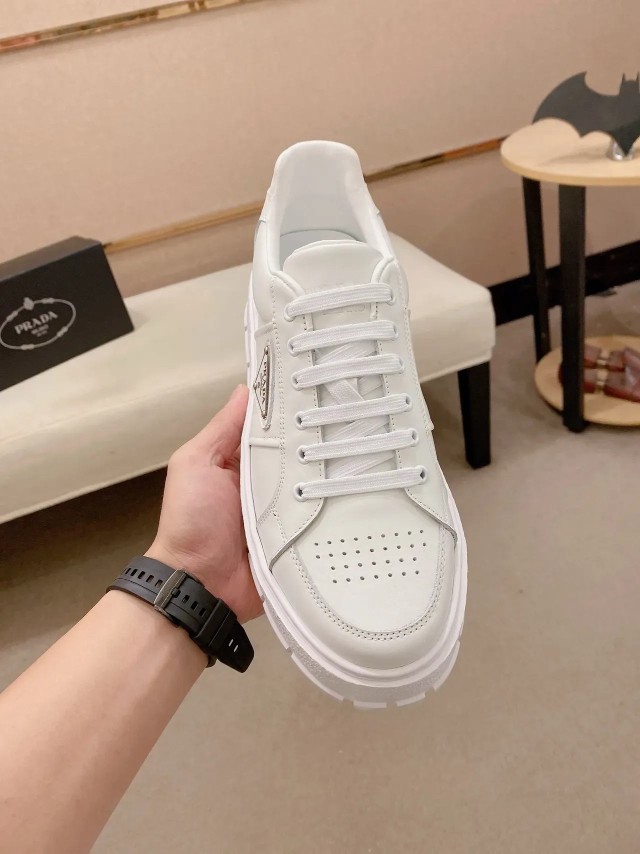 Prada Cloudbust White Leather Platform Lifestyle Sneakers 5