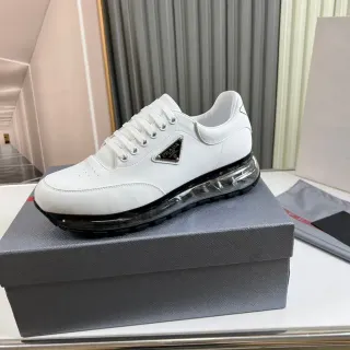 Prada Cloudbust سينيكرز تشانكي أبيض جلد شفاف مع Air-Cushion