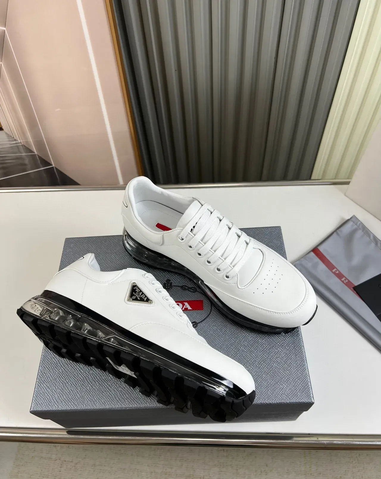 Prada Cloudbust White Leather Transparent Air-Cushion Chunky Sneakers 6