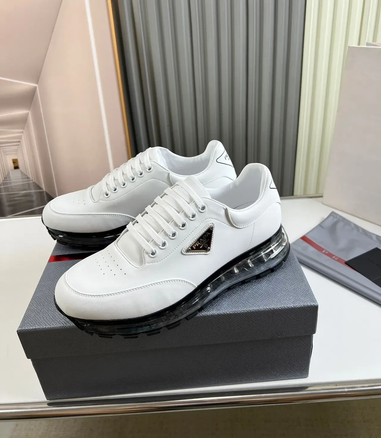 Prada Cloudbust White Leather Transparent Air-Cushion Chunky Sneakers 8