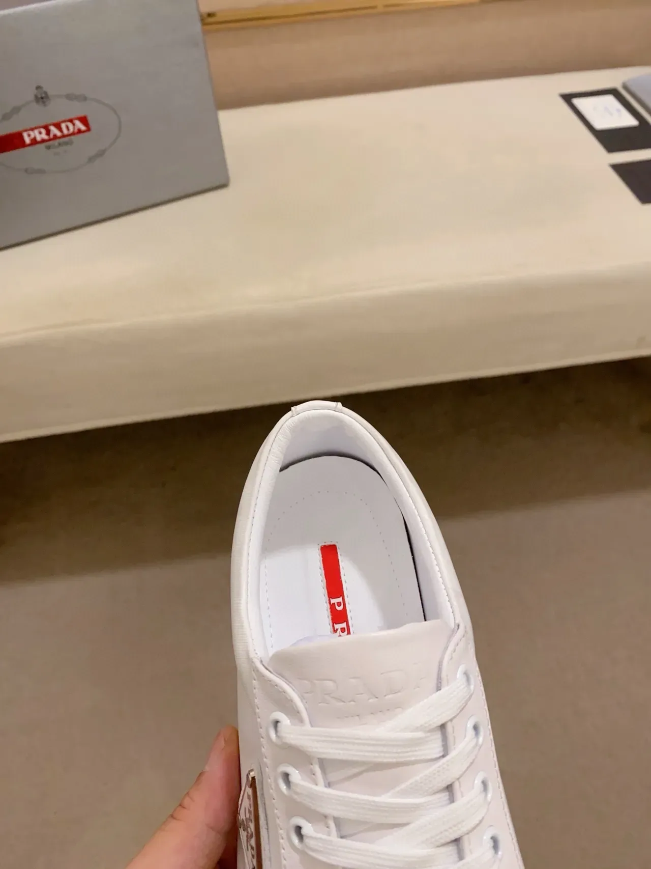 Prada Cloudbust White Low-Top Smooth Leather Upper Lifestyle Sneakers 4