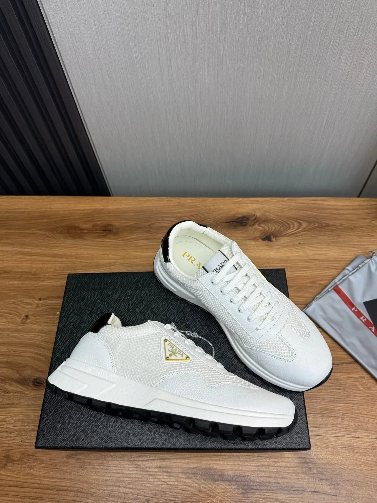 Prada Cloudbust White Mesh and Leather Lifestyle Sneakers 5