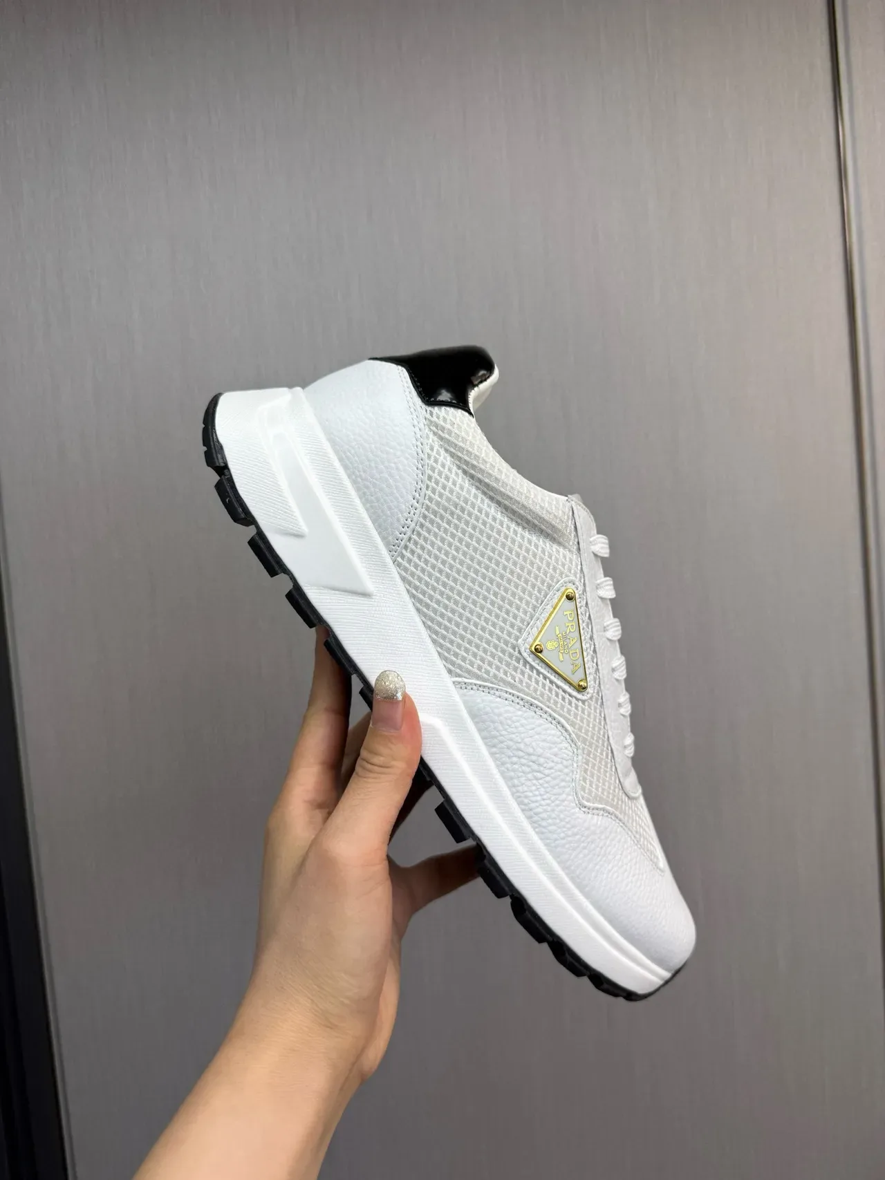 Prada Cloudbust White Mesh and Leather Lifestyle Sneakers 6