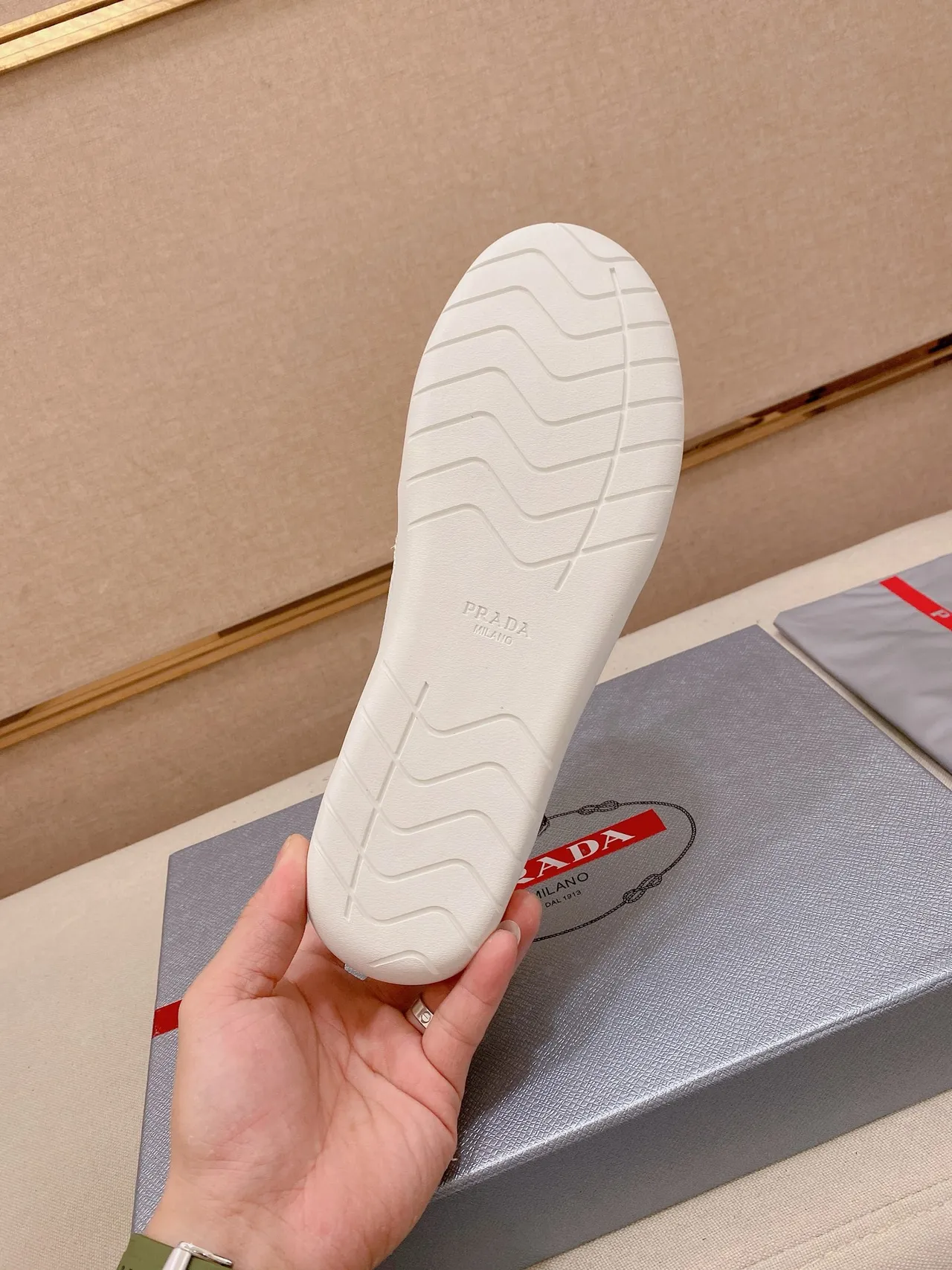 Prada Cloudbust White Mesh-and-Leather Upper Sculpted Monochrome Sole Lifestyle Sneakers 2