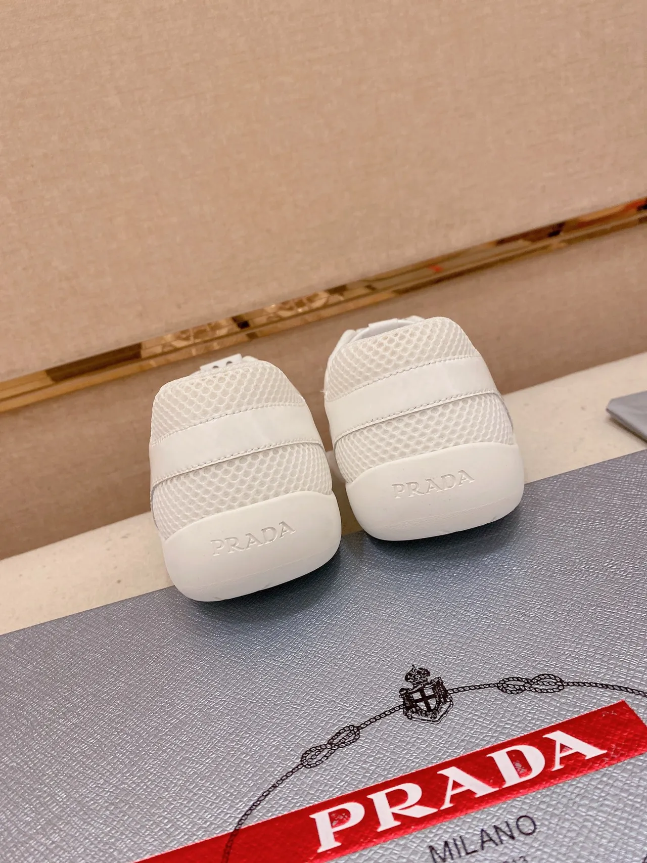 Prada Cloudbust White Mesh-and-Leather Upper Sculpted Monochrome Sole Lifestyle Sneakers 3