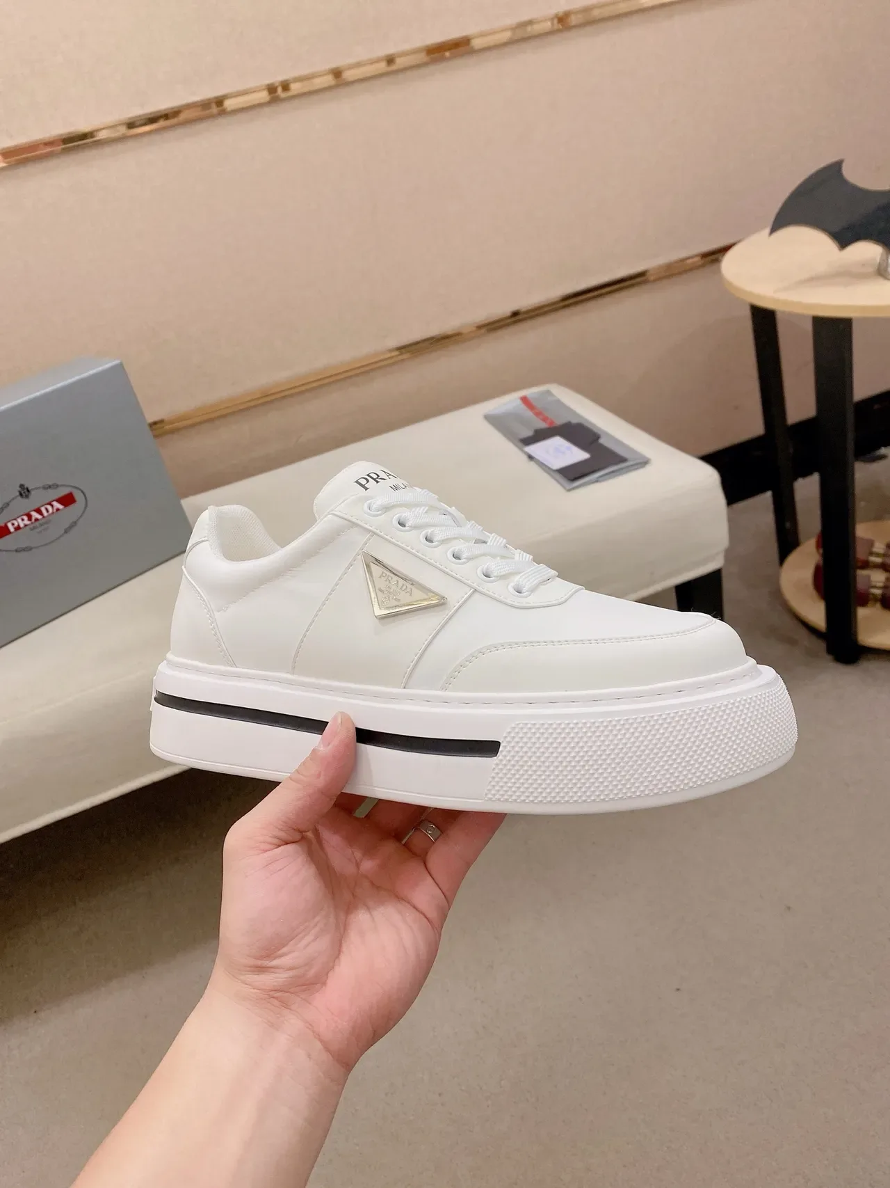 Prada Cloudbust White Platform Lifestyle Sneakers 4
