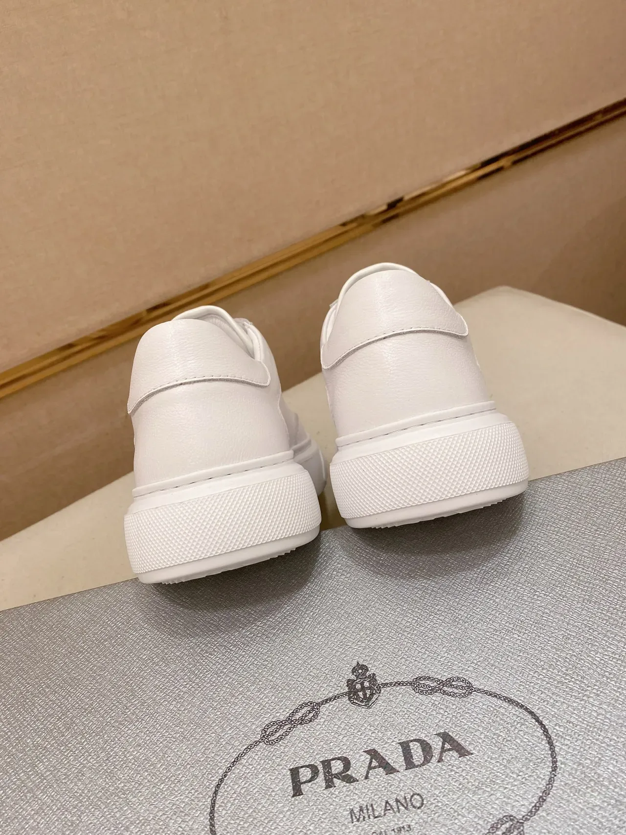 Prada Cloudbust White Red Leather Triangular Logo Plaque Lifestyle Sneakers 3
