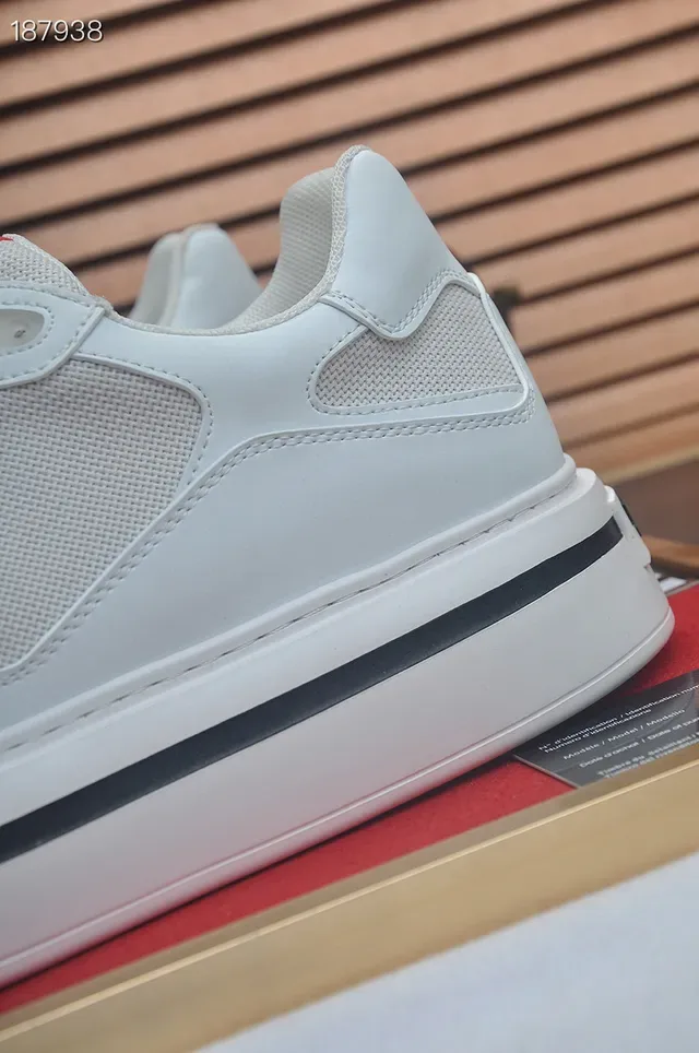 Prada Cloudbust White Red Mesh And Leather Upper Triangular Metal Logo Lifestyle Sneakers 8