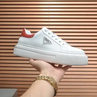 Prada Cloudbust Blanc Rouge Semelle Plateforme Cuir Supérieur Sneakers Lifestyle