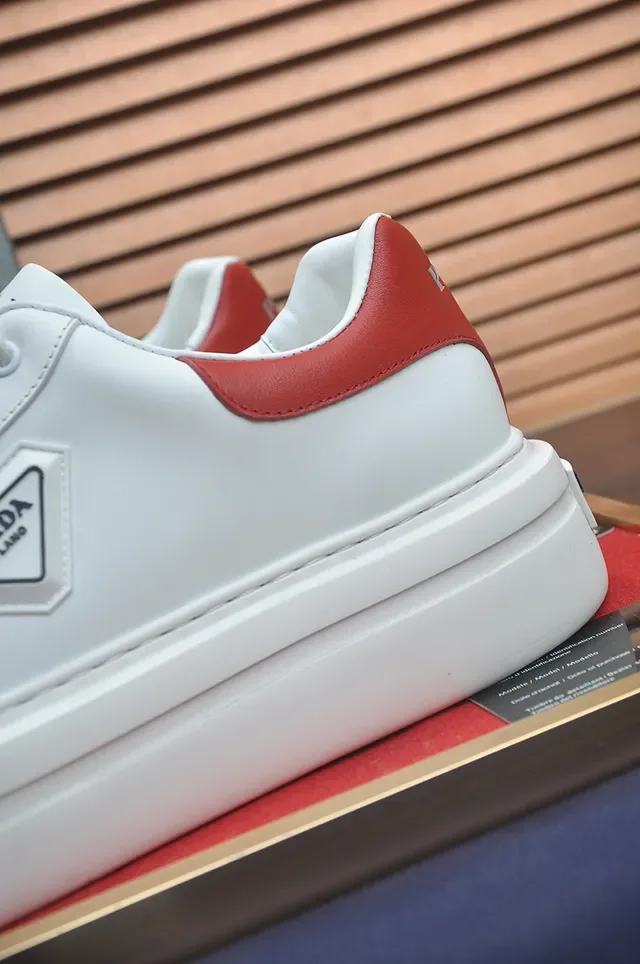 Prada Cloudbust White Red Platform Sole Leather Upper Lifestyle Sneakers 2