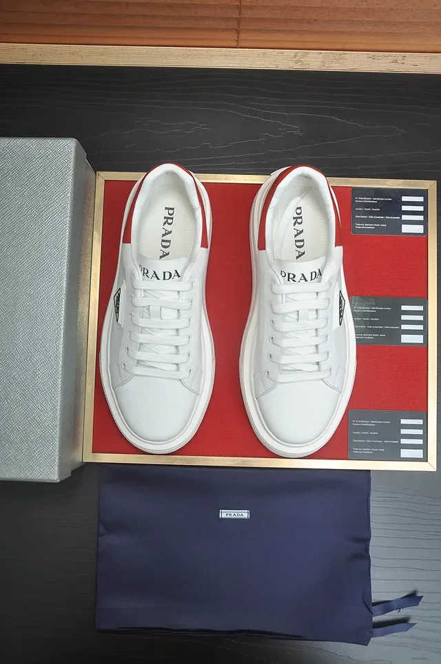 Prada Cloudbust White Red Platform Sole Leather Upper Lifestyle Sneakers 5