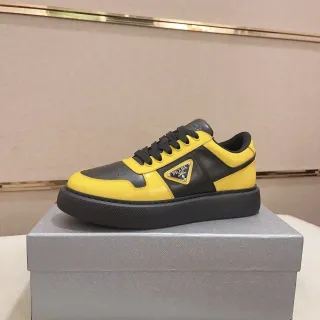 Prada Cloudbust أحذية رياضية أصفر وأسود جلدية سميكة