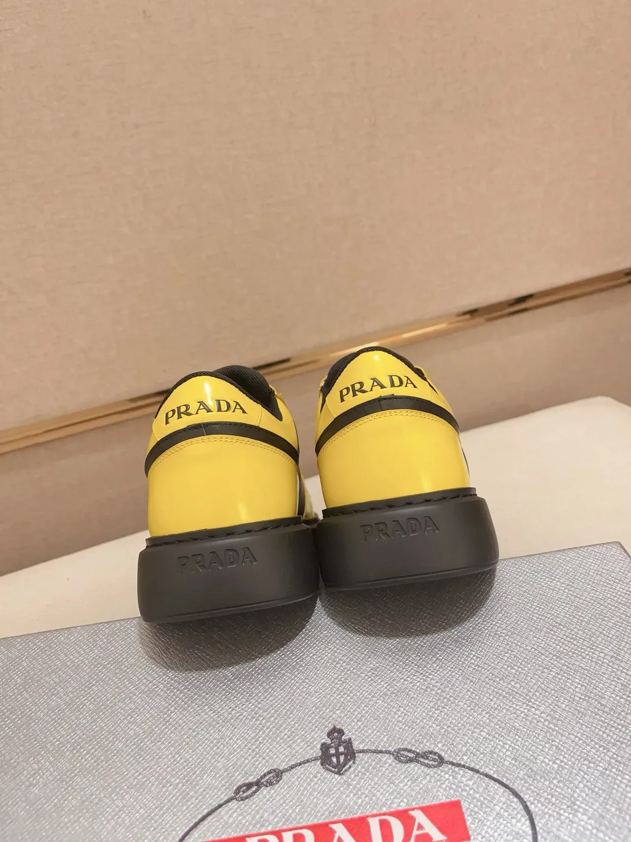 Prada Cloudbust Yellow and Black Leather Chunky Sneakers 3