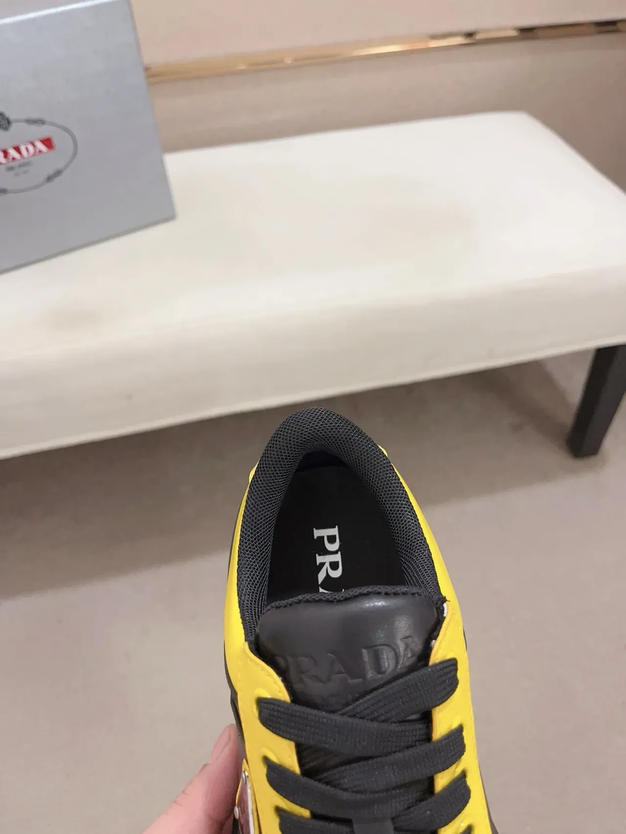 Prada Cloudbust Yellow and Black Leather Chunky Sneakers 4