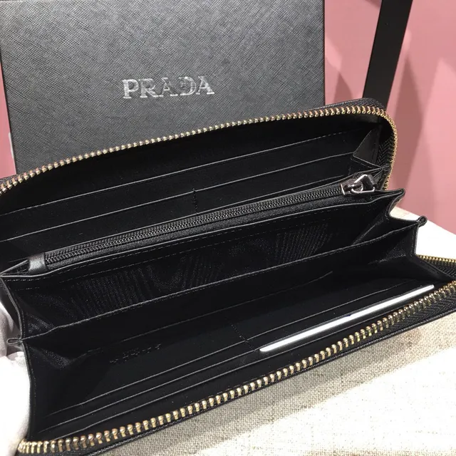 Prada Galleria Black Saffiano Leather Long Wallet 3