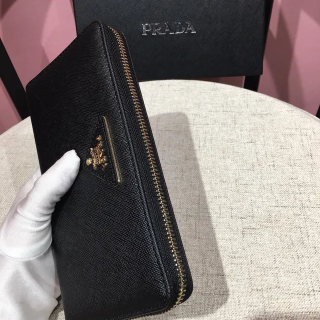 Prada Galleria Black Saffiano Leather Long Wallet 5