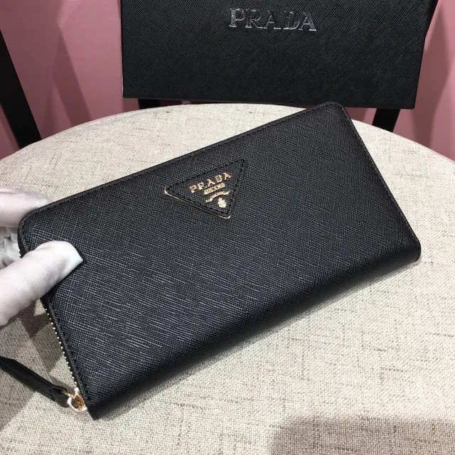 Prada Galleria Black Saffiano Leather Long Wallet 8