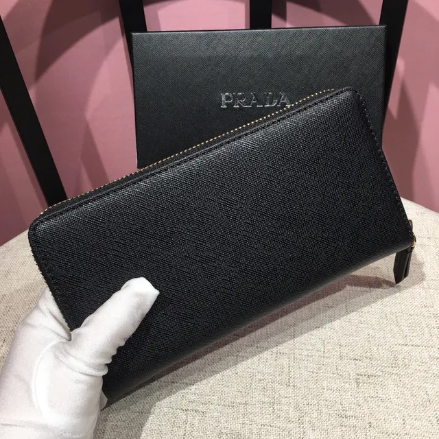 Prada Galleria Black Saffiano Leather Long Wallet 9
