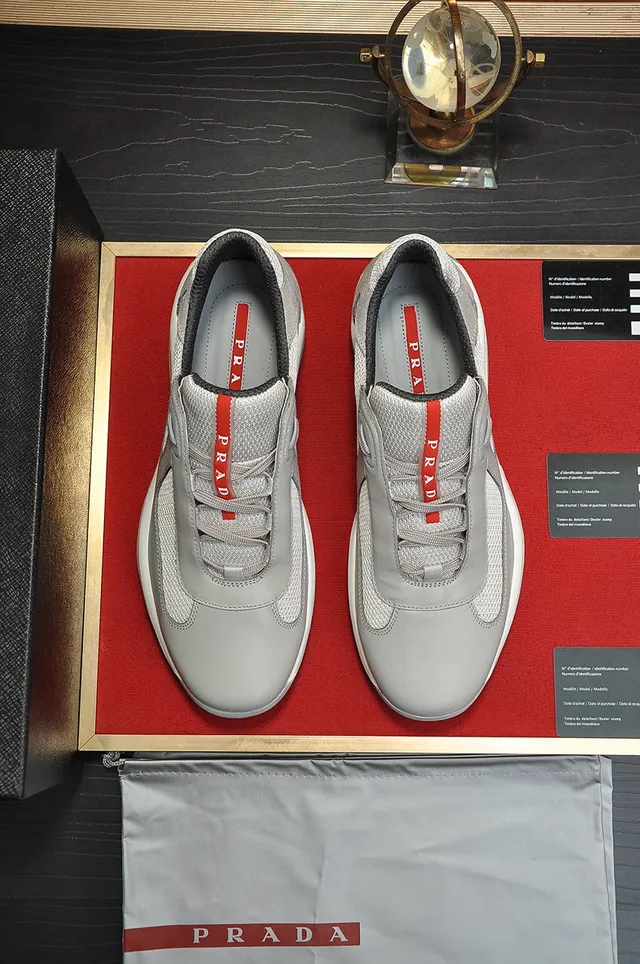 Prada Gray White Mesh And Synthetic Upper Asymmetrical Strap Detail Lifestyle Sneakers 5