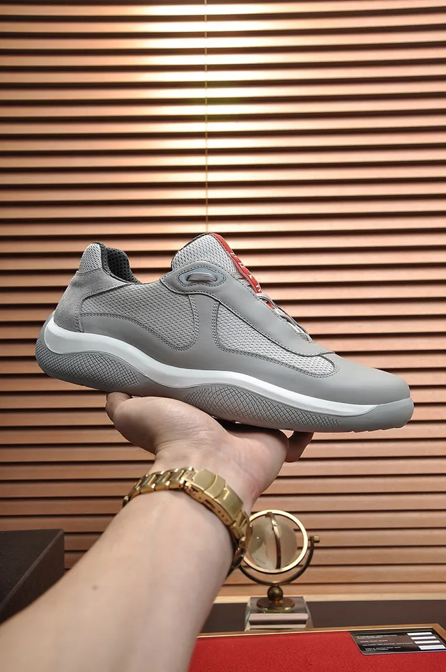 Prada Gray White Mesh And Synthetic Upper Asymmetrical Strap Detail Lifestyle Sneakers 9