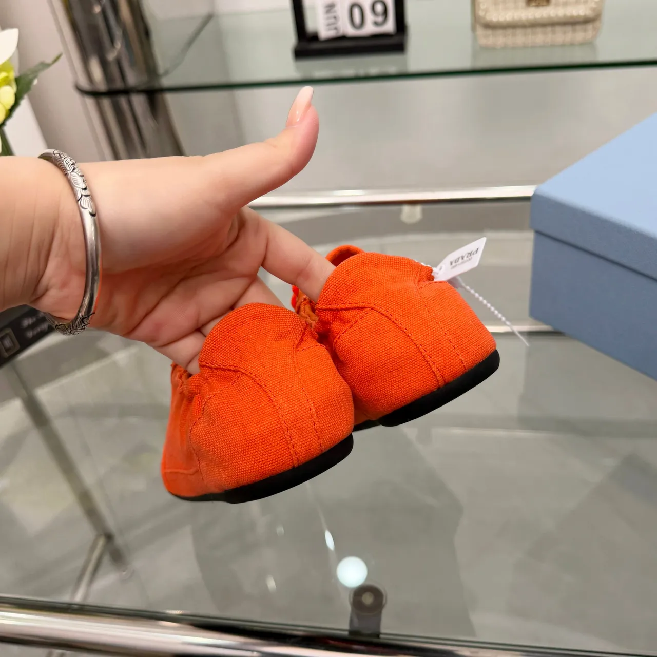 Prada Orange Black Low-Top Upper Canvas Shoes 4