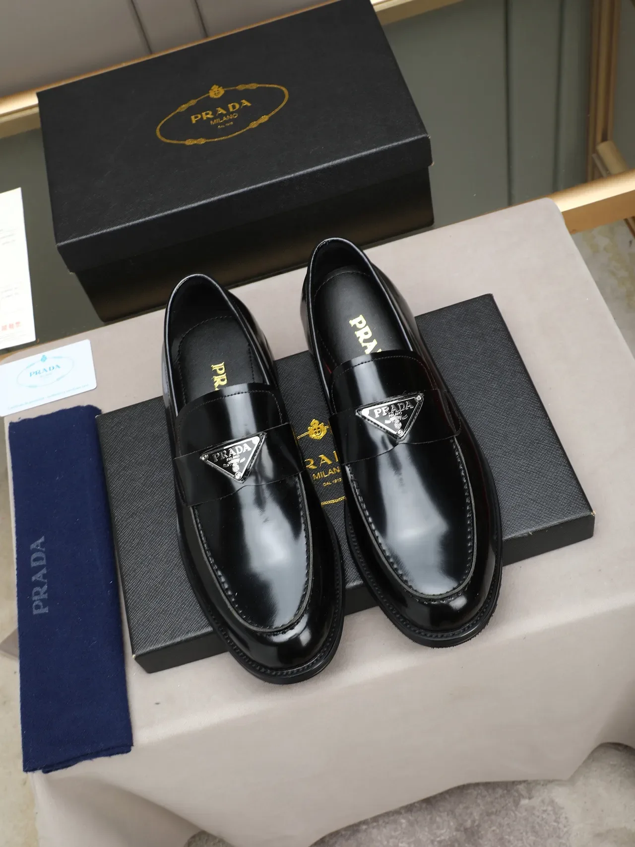 Prada Penny Loafer Glossy Black Leather Loafers 2